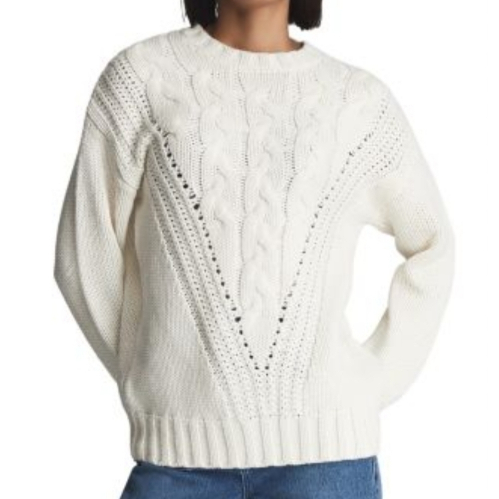 Reiss Chloe Cream Cable Knit Sweater